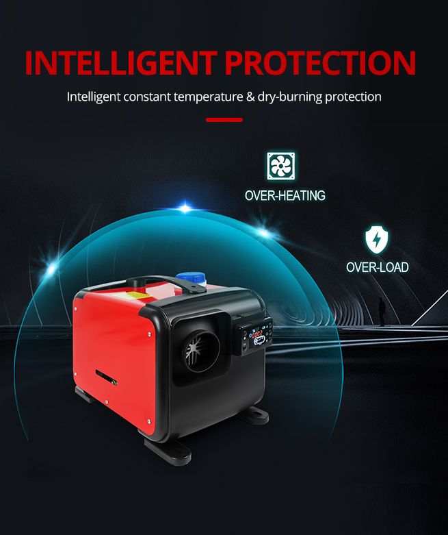 All-in-One 12V 8KW Diesel Air Heater Parking Car Truck Caravan LCD Remote Black & Red