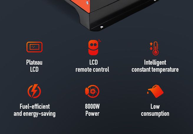 All-in-One 12V 8KW Diesel Air Heater Parking Car Truck Caravan LCD Remote Black & Orange