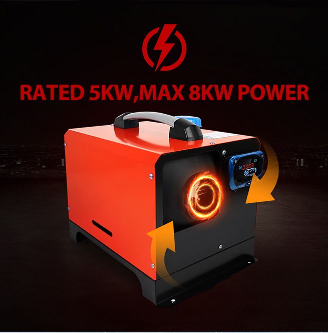 All-in-One 12V 8KW Diesel Air Heater Parking Car Truck Caravan LCD Remote Black & Orange