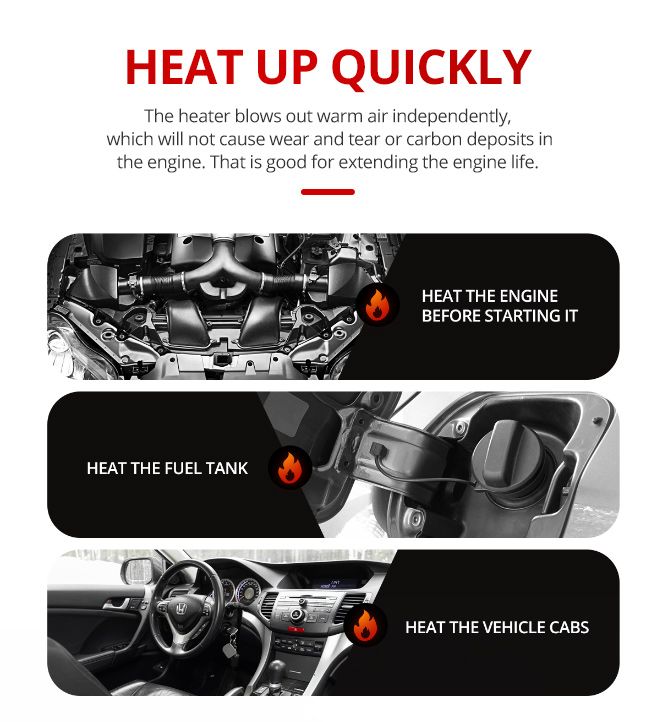 All-in-One 12V 8KW Diesel Air Heater Parking Car Truck Caravan LCD Remote Black & Orange