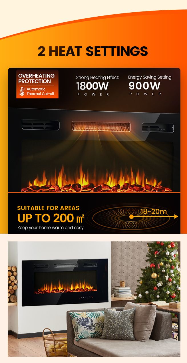 Klarstein Wall Electric Fireplace, Indoor Stove Without Firewood - View #4
