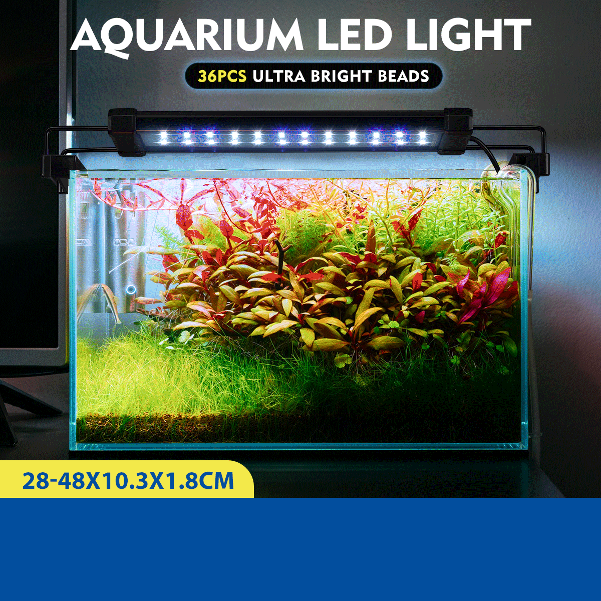Aquarium Light Fish Tank Led Lighting Lamp White Blue for 30-50cm Fish Tank