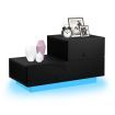 L Shape Bedside Table Side Table with 2 Drawers, High Gloss Front, RGB LED Light Black