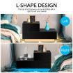 L Shape Bedside Table Side Table with 2 Drawers, High Gloss Front, RGB LED Light Black