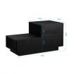 L Shape Bedside Table Side Table with 2 Drawers, High Gloss Front, RGB LED Light Black