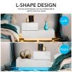 White 2 Drawer Bedside Table Side Table Nightstand L-Shape High Gloss Front LED Light