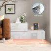 White 2 Drawer Bedside Table Side Table Nightstand L-Shape High Gloss Front LED Light