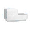 White 2 Drawer Bedside Table Side Table Nightstand L-Shape High Gloss Front LED Light
