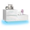 White 2 Drawer Bedside Table Side Table Nightstand L-Shape High Gloss Front LED Light