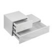 White 2 Drawer Bedside Table Side Table Nightstand L-Shape High Gloss Front LED Light