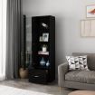 Glass Front Tall Display Cabinet 190cm Black LED Storage Unit with 1 Drawer 4 Shelves