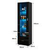 Glass Front Tall Display Cabinet 190cm Black LED Storage Unit with 1 Drawer 4 Shelves