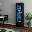 Glass Front Tall Display Cabinet 190cm Black LED Storage Unit with 1 Drawer 4 Shelves