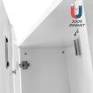 190cm Wood Tall Side Cabinet with Thick Glass Shelves 1 Drawer High Gloss Front White