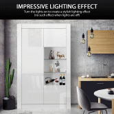 High Gloss 3 Door Cabinet Sideboard Storage Unit with 3 Open Shelves LED Light White