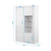 High Gloss 3 Door Cabinet Sideboard Storage Unit with 3 Open Shelves LED Light White