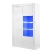 High Gloss 3 Door Cabinet Sideboard Storage Unit with 3 Open Shelves LED Light White