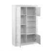 High Gloss 3 Door Cabinet Sideboard Storage Unit with 3 Open Shelves LED Light White