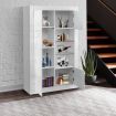 High Gloss 3 Door Cabinet Sideboard Storage Unit with 3 Open Shelves LED Light White