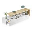 High Gloss 180cm TV Cabinet Table Wooden TV Storage Unit Entertainment Console Oak and White