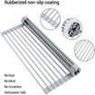 Over The Sink Dish Drying Rack Multipurpose Roll up Dish Drying Rack Extra Large Dish Drainer Roll-up Sink Drying Rack Silicone Foldable Dish Rack (Warm Gray)
