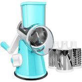 Graters for Kitchen,Cheese Grater Efficient Vegetable Slicer with 3 Interchangeable Round Stainless Steel Blades,Easy to Clean Rotary Cheese Grater  (Blue)