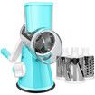 Graters for Kitchen,Cheese Grater Efficient Vegetable Slicer with 3 Interchangeable Round Stainless Steel Blades,Easy to Clean Rotary Cheese Grater (Blue)