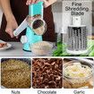 Graters for Kitchen,Cheese Grater Efficient Vegetable Slicer with 3 Interchangeable Round Stainless Steel Blades,Easy to Clean Rotary Cheese Grater (Blue)