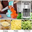 Graters for Kitchen,Cheese Grater Efficient Vegetable Slicer with 3 Interchangeable Round Stainless Steel Blades,Easy to Clean Rotary Cheese Grater (Blue)
