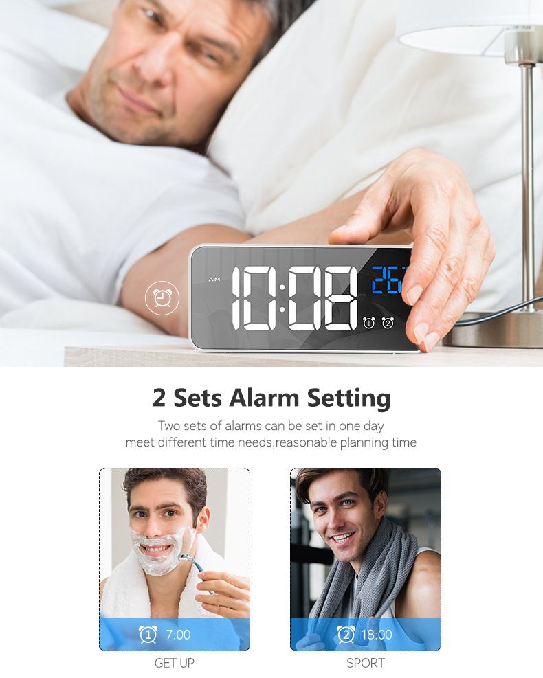 Alarm Clocks, Large LED Digital Alarm Clock with Temperature, Snooze