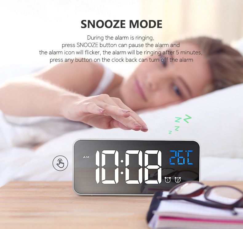 Alarm Clocks, Large LED Digital Alarm Clock with Temperature, Snooze
