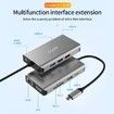 USB C Hub Adapter, USB C Docking Station 10 in 1 Type C Multiport USB hub 3.0 with Ethernet, HDMI, 3 USB3.0, SD/Micro SD Card, 3.5mm Audio, PD 3.0, Compatible for MacBook Air Pro and Other Type C Laptops - Gray