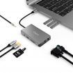 USB C Hub Adapter, USB C Docking Station 10 in 1 Type C Multiport USB hub 3.0 with Ethernet, HDMI, 3 USB3.0, SD/Micro SD Card, 3.5mm Audio, PD 3.0, Compatible for MacBook Air Pro and Other Type C Laptops - Gray