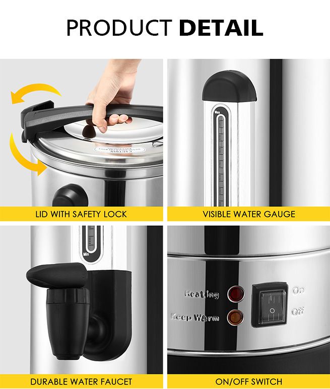 Maxkon 28L Stainless Steel Hot Water Urn 2500W Electric Hot Beverage