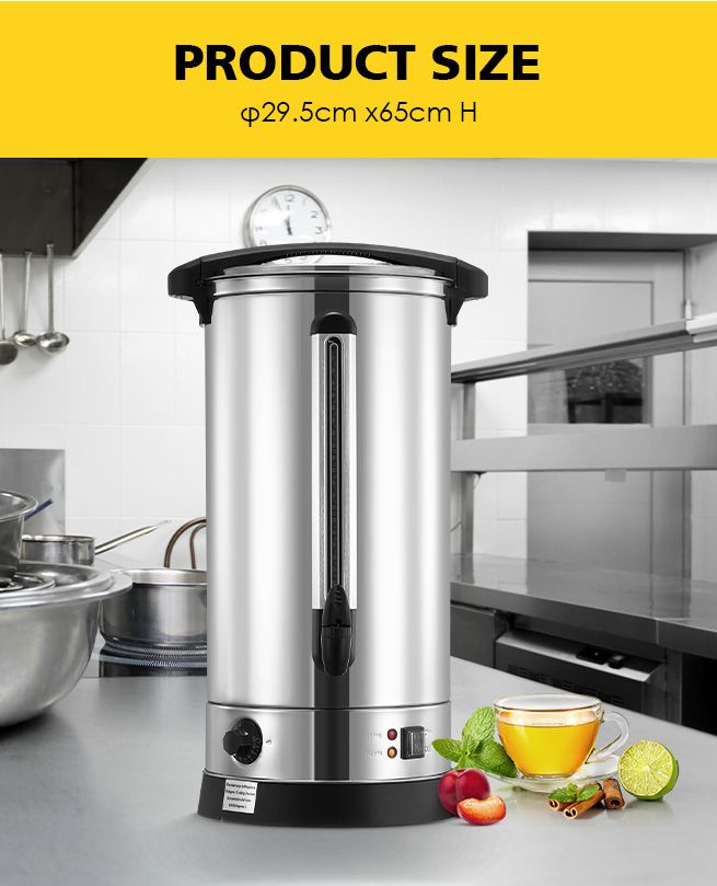 Maxkon 28l Stainless Steel Hot Water Urn 2500w Electric Hot Beverage Dispenser With Boil Dry 5885