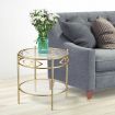 2-Tier Sofa Side Round Table Living Room Couch Tray Table
