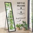 Mirror Floor Standing Mirror Multi purpose Full Length w/ Rectangle Metal Frame 36cm x 2cm x 142cm Black