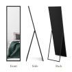 Mirror Floor Standing Mirror Multi purpose Full Length w/ Rectangle Metal Frame 36cm x 2cm x 142cm Black