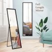 Mirror Floor Standing Mirror Multi purpose Full Length w/ Rectangle Metal Frame 36cm x 2cm x 142cm Black