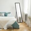 Mirror Floor Standing Mirror Multi purpose Full Length w/ Rectangle Metal Frame 36cm x 2cm x 142cm Black