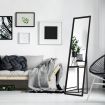 Mirror Floor Standing Mirror Multi purpose Full Length w/ Rectangle Metal Frame 36cm x 2cm x 142cm Black