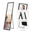 Mirror Floor Standing Mirror Multi purpose Full Length w/ Rectangle Metal Frame 36cm x 2cm x 142cm Black