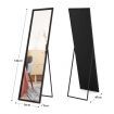 Mirror Floor Standing Mirror Multi purpose Full Length w/ Rectangle Metal Frame 36cm x 2cm x 142cm Black