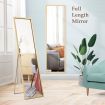 Mirror Floor Standing Mirror Multi purpose Full Length w/ Rectangle Metal Frame 36cm x 2cm x 142cm Gold