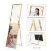 Mirror Floor Standing Mirror Multi purpose Full Length w/ Rectangle Metal Frame 36cm x 2cm x 142cm Gold