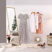 Mirror Floor Standing Mirror Multi purpose Full Length w/ Rectangle Metal Frame 36cm x 2cm x 142cm Gold