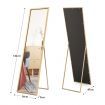 Mirror Floor Standing Mirror Multi purpose Full Length w/ Rectangle Metal Frame 36cm x 2cm x 142cm Gold