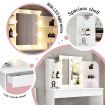 White Dressing Table Makeup Vanity Table Stool Set with Drawers and Lighted Mirror