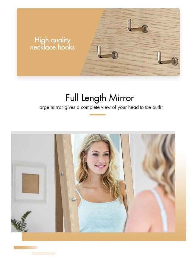 360 Degree Rotating Mirror Jewellery Cabinet Freestanding Jewellery Organiser Armoire