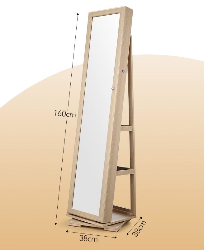 360 Degree Rotating Mirror Jewellery Cabinet Freestanding Jewellery Organiser Armoire